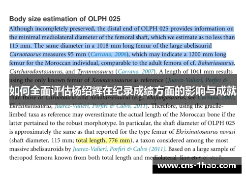 如何全面评估杨绍辉在纪录成绩方面的影响与成就